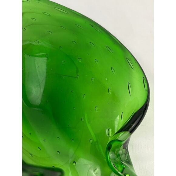Bright Green Murano Art Glass Bowl Controlled Bubbles Bullicante Dish Bowl 60s - Picture 13 of 14